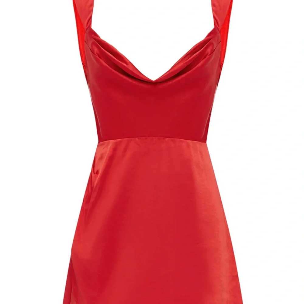 RunAway Havana Sexy Vixen Red Satin Mini Dress unique low back date night hot π - Picture 4 of 16